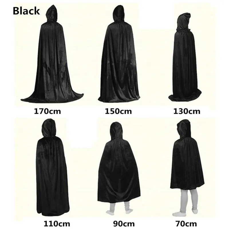 Halloween Hooded Capes for Adult Kid Long Cloaks Cosplay Costumes Witch Red Black Purple Green Cape for Women Men