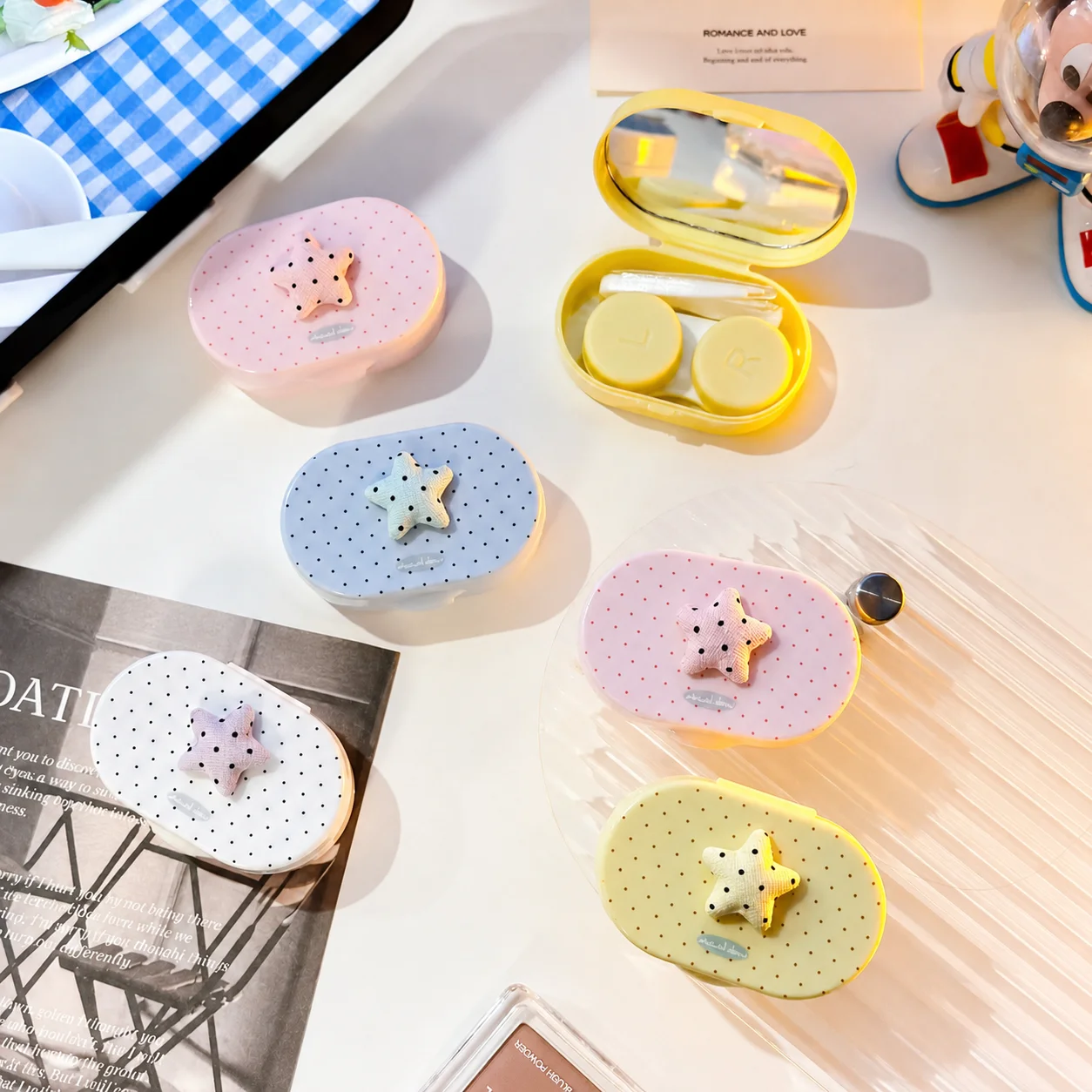 Contact Lens Companion Kit Practical Colored Contact Lens Case Contact Lens Care Kit Built In Mirror For Short Trips Luggage