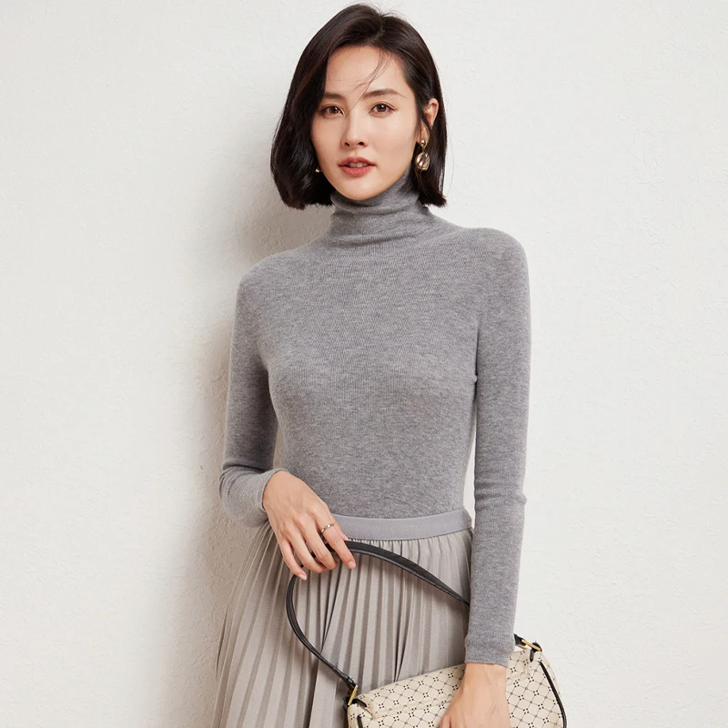 WinvyNee 2024 New Women Merino Wool Sweaters Slim Tops Turtleneck Soft Warm Knitted Pullover Clothes for Women Autumn A1263012