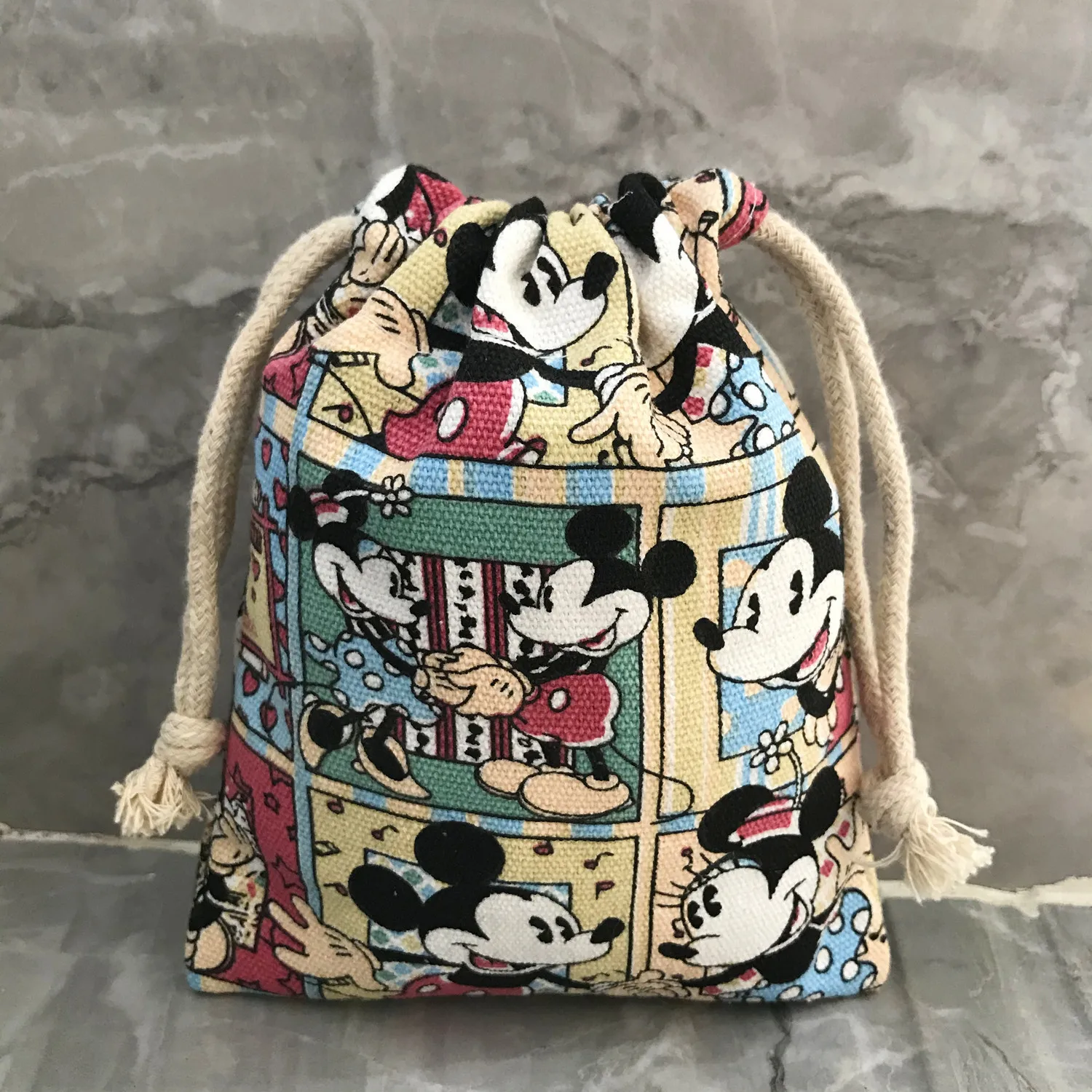 Disney-bolsa de almacenamiento con cordón de Mickey Mouse, monedero de Minnie Mouse de dibujos animados, bolsa de almacenamiento para teléfono