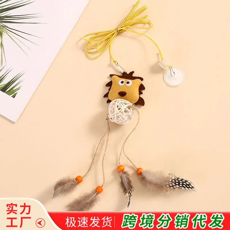 3Pieces  New Cat Toy Indian Little Lion Cartoon Head Teaser Door Hanger Cross-border In-stock Wholesale Pet Supplies