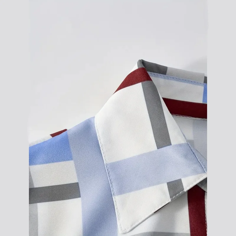 Novo verão senhoras elegante vestido temperamento azul e branco porcelana impressão camisa casual saia manga curta na altura do joelho vestido