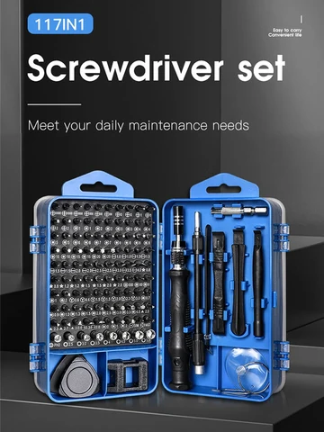 مجموعة مفك براغي دقيقة 117 في 1 مجموعة أدوات إصلاح مغناطيسية مع 98 لقمة مفك توركس فيليبس لساعة كاميرا آيفون والكمبيوتر
