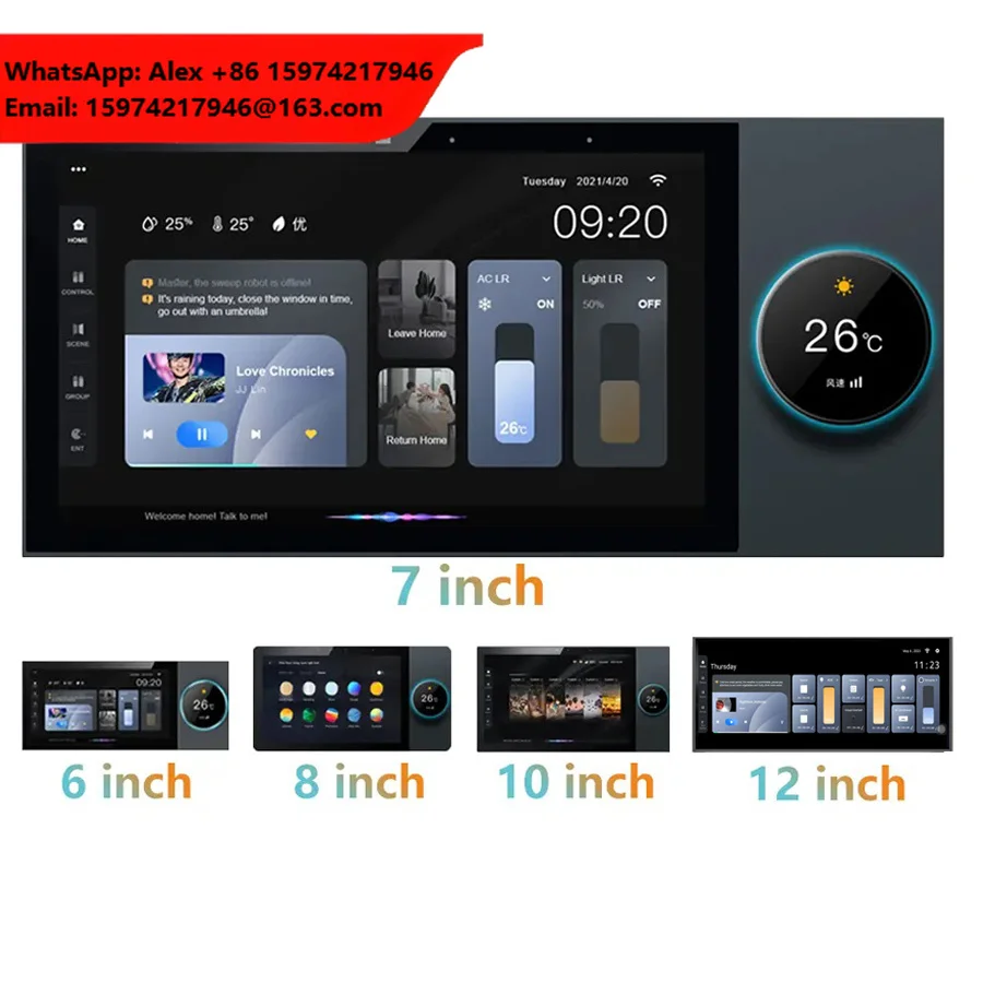Glomarket Tuya Smart System WiFi Multi-function Music Host 6/7/8/10/12 Inch Touch Screen Zigbee Gateway BLE Wall Central Control