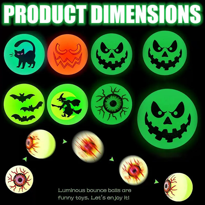 Halloween Glow-in-the-Dark Bouncing Ball Kinder Spielzeug Party Aktivitäten Geschenke Großhandel Halloween-Szene Dekoration Requisiten Geschenke