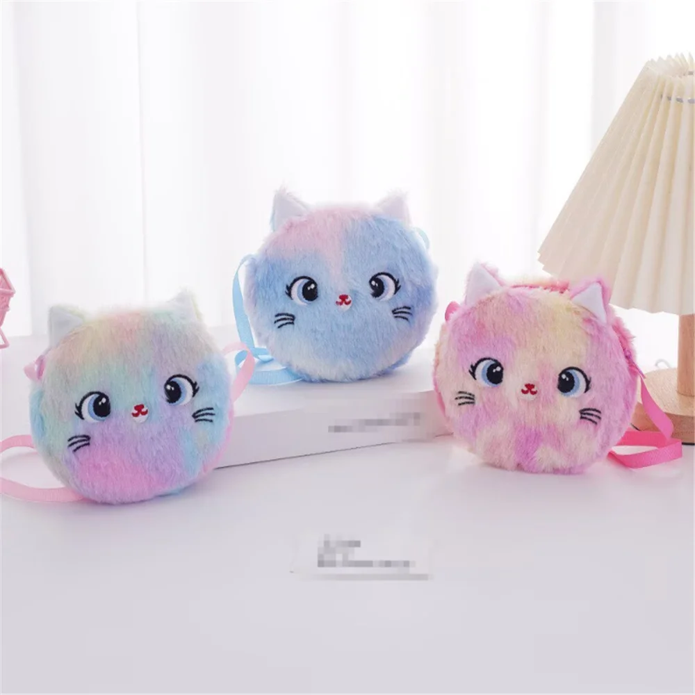 1X لون عشوائي، 13 * 12 سم حقيبة قطة قطيفة، حقيبة ماسنجر، محفظة حقيبة العملات المعدنية #5