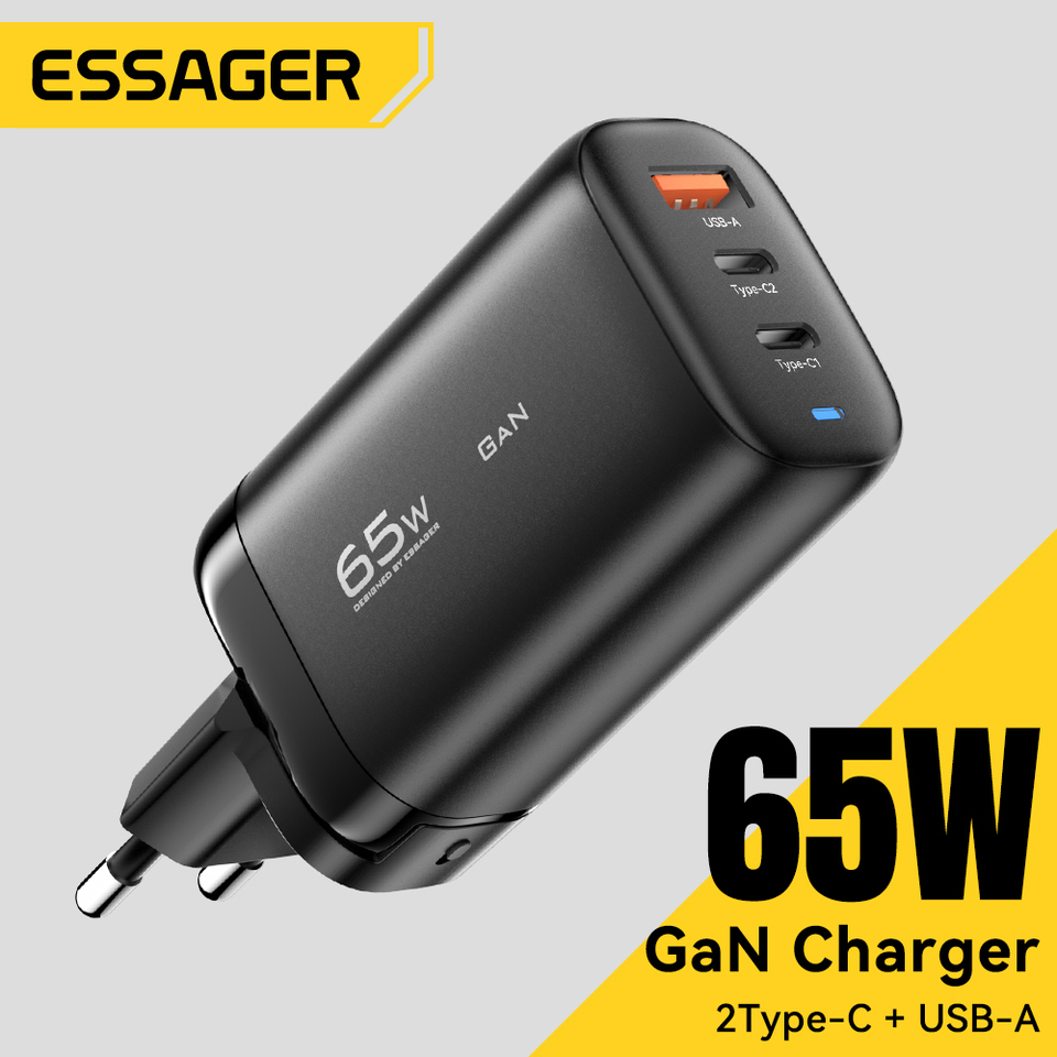  Essager 65W GaN USB Type C Charger For Laptop PPS 45W 25W Fast Charge For Samsung QC3.0 PD3.0 For iPhone14 13 Pro Phone Chagers 