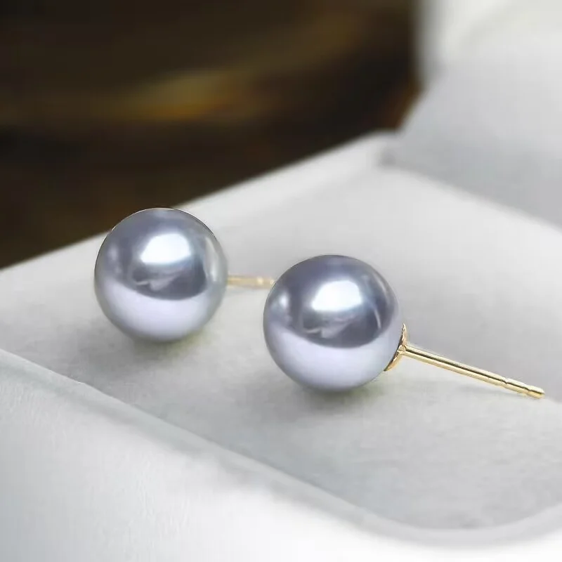 Senlissi – Ohrstecker aus 18 Karat Nadel, natürliche Rio-Grauperle, 4–12 mm und 925er Sterlingsilber, für Damen, Schmuck, Geschenke – Detail 6