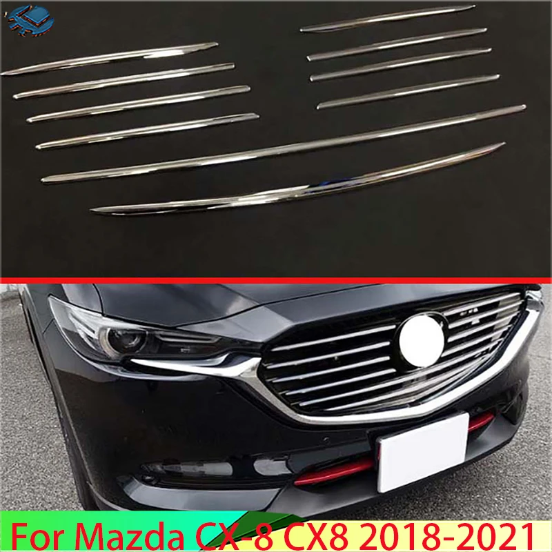 For Mazda CX-8 CX8 2018 2019 2020 2021 Car Accessories ABS Chrome Front Grille Cover Center Mesh Trim