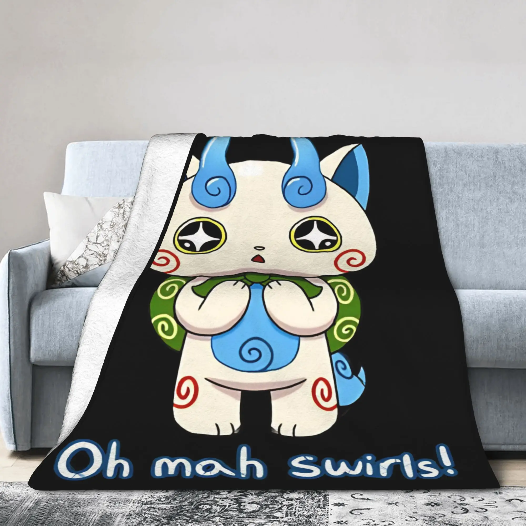 Yokai Watch Game Blanket Komasan Flannel Throw Blanket Summer Air Conditioning Printed Ultra-Soft Warm Bedspread