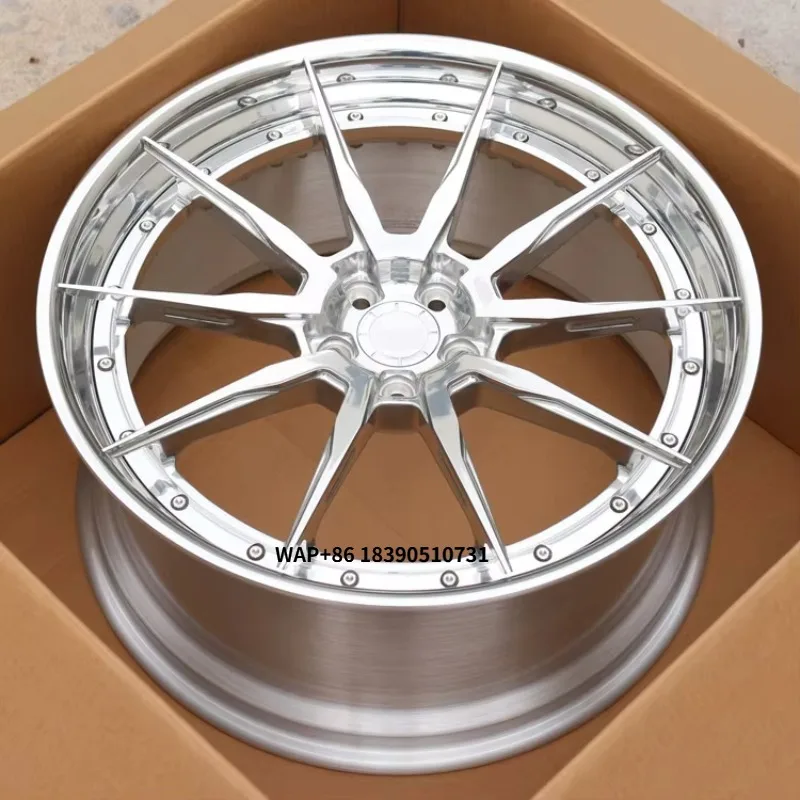 

Двухсекционные кованые колеса из алюминиевого сплава на заказ, вогнутый дизайн, яркие полированные хромированные спицы послепродажного обслуживания, универсальная подходит, новинка