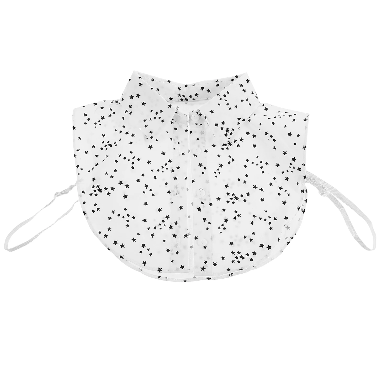 

Star Print Detachable Dickey Collars Extender Blouse False Half Shirt Women Black White Polyester Pointed Fashion Unique