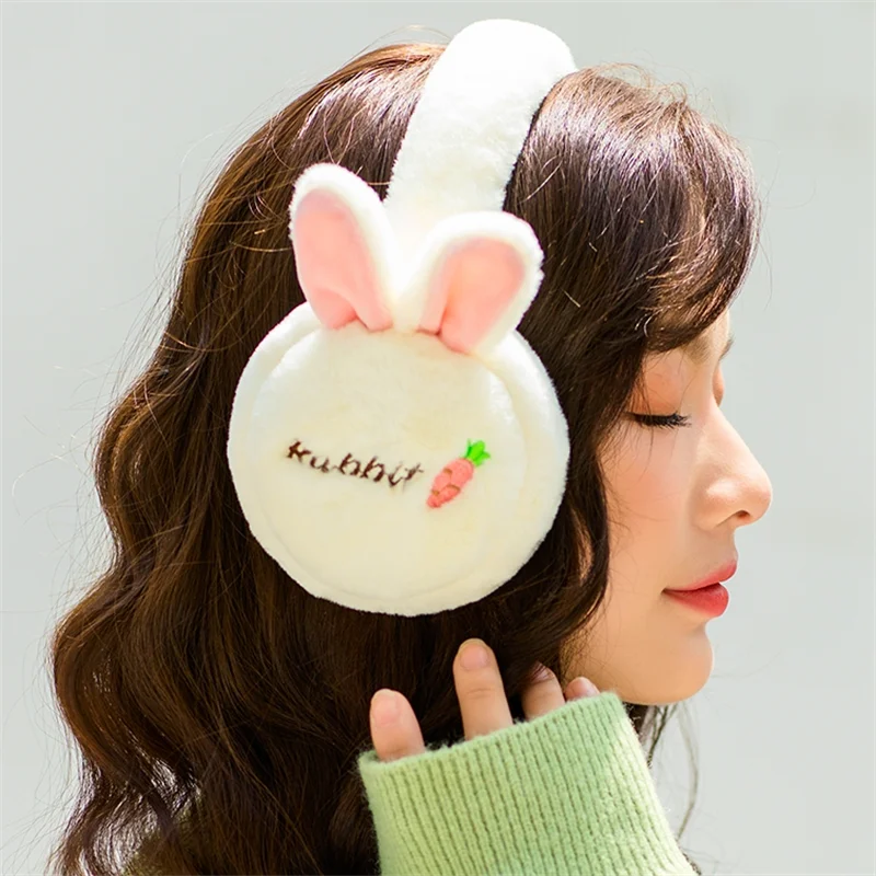 Cartoon Rabbit Shaped Earmuffs para mulheres e meninas, capa de ouvido de pelúcia, fone de ouvido, Earmuffs quentes, bonito, adorável, inverno