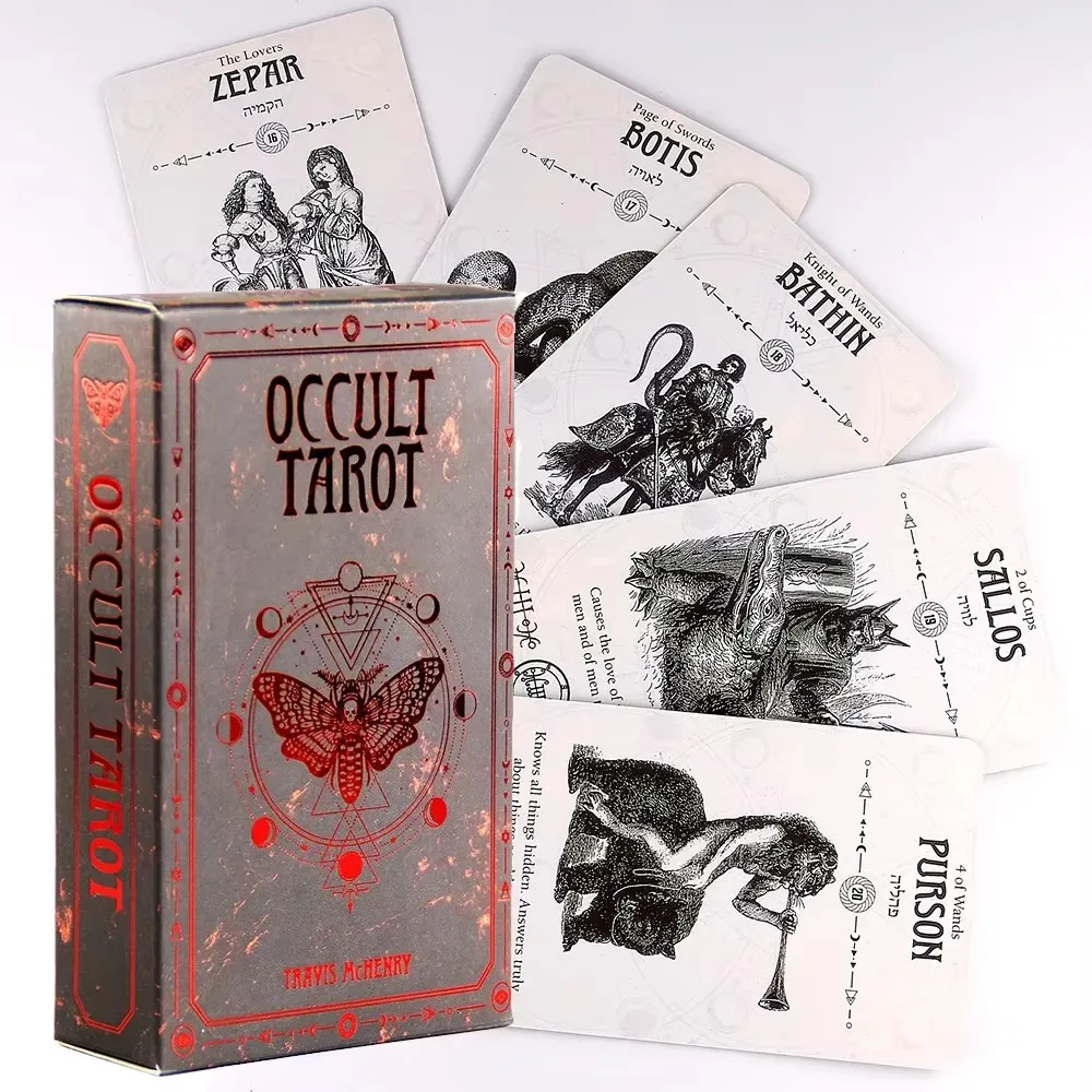 Occult Tarot 78 Divination Cards Set Deck Oracle Card Family Party Playing Cards Board Solomonic Ancient Magickal Grimoires Toy