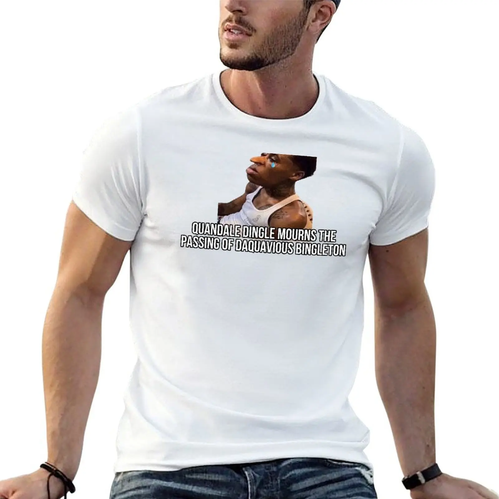

Quandale Dingle Sad Crying Meme T-Shirt cotton t shirts man 100% t shirt man luxury g man t shirts for men T-shirt