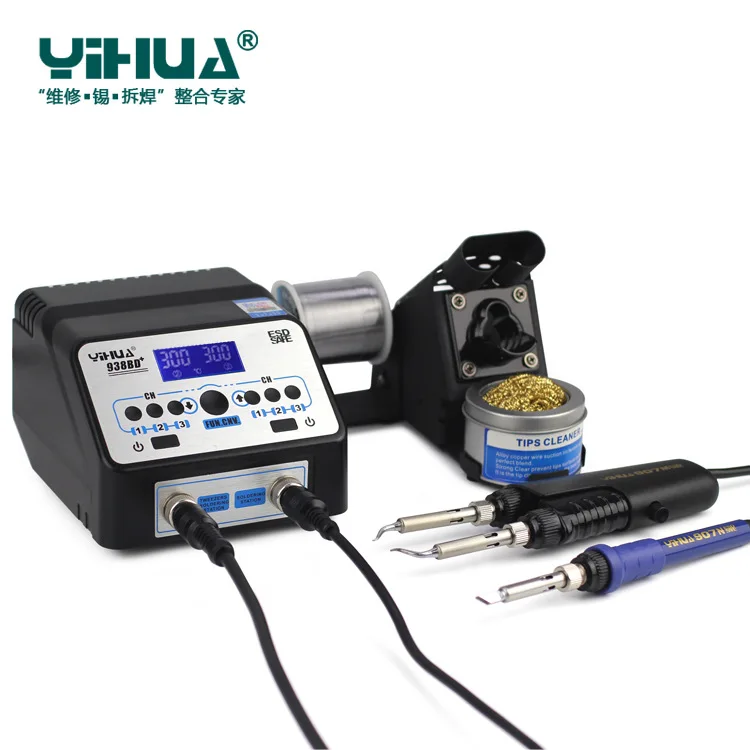 YIHUA 938D 110 V/220 V UE/USA PLUG pęseta lutownicza naprawa stacja lutownicza elektryczna gorąca pęseta do naprawy BGA SMD