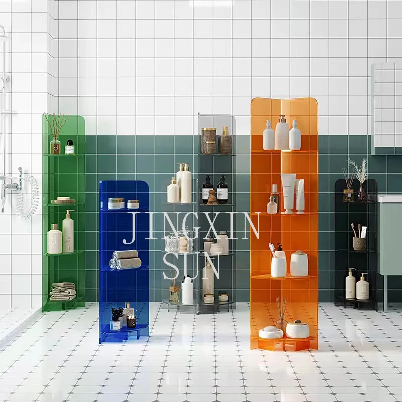 Acrylic corner rack floor-to-ceiling storage cabinet bathroom corner triangle multi-layer