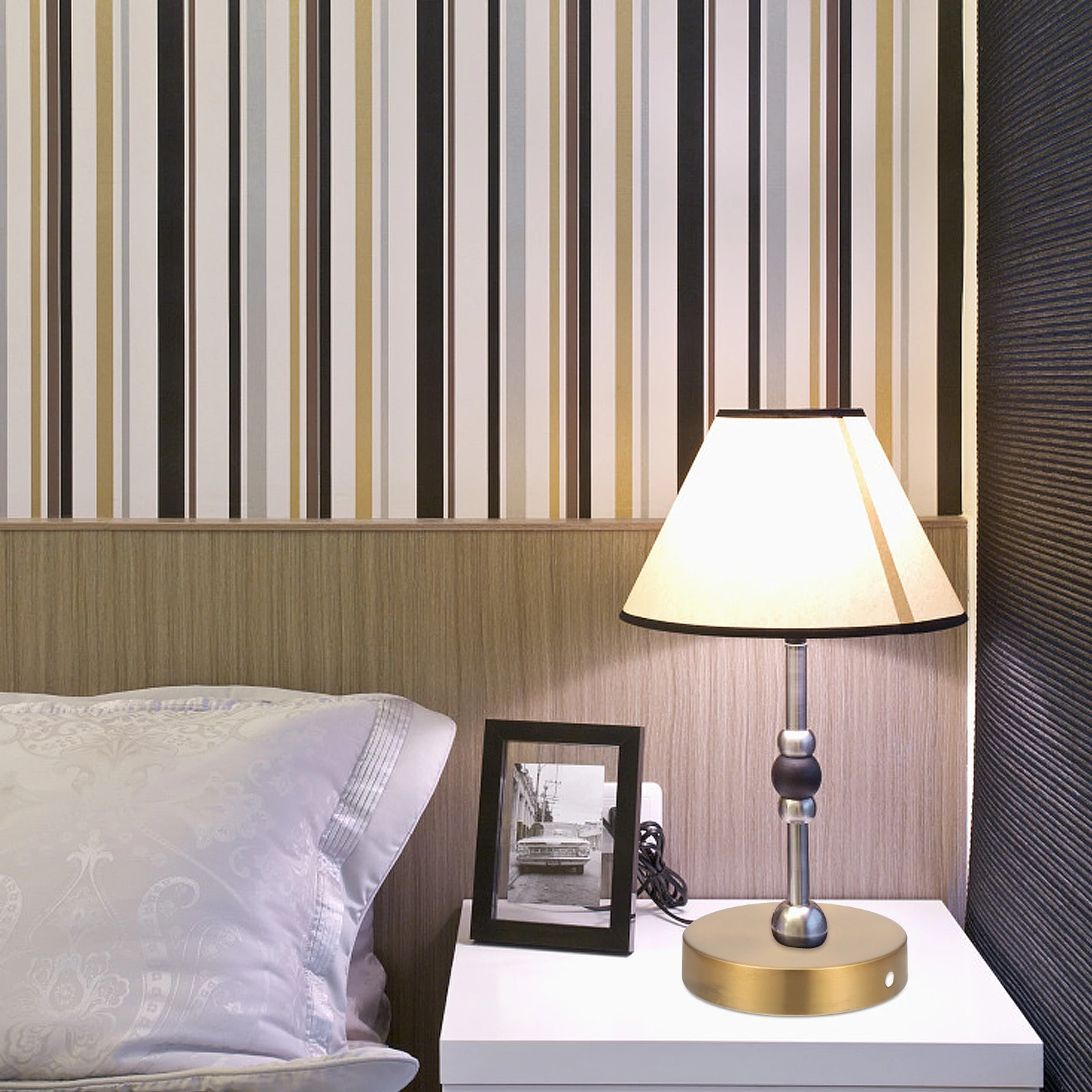 

Round Iron Table Lamp Base Solid Metal Lamp Stand Night Light Display Stand Metal LED Light Display Base