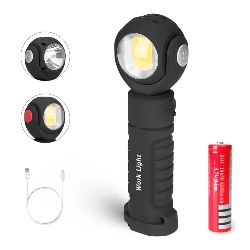 Mini Multifunctional Round Head Focusable Dimmable Red/white Light Auto Car Work Lamp Waterproof 7 Modes COB XPE Led Flashlight