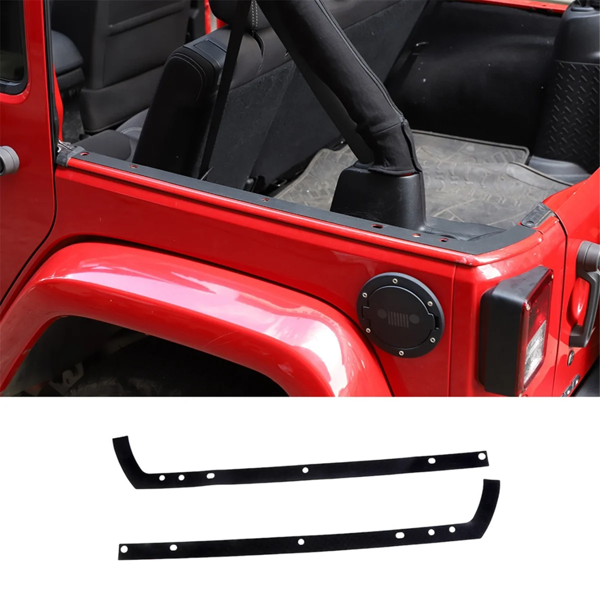 Rear Body Tub Rail Protector Trunk Cargo Shelf Side Cover for Jeep Wrangler JK 2011-2017 4 Door Cargo Bed Side Covers