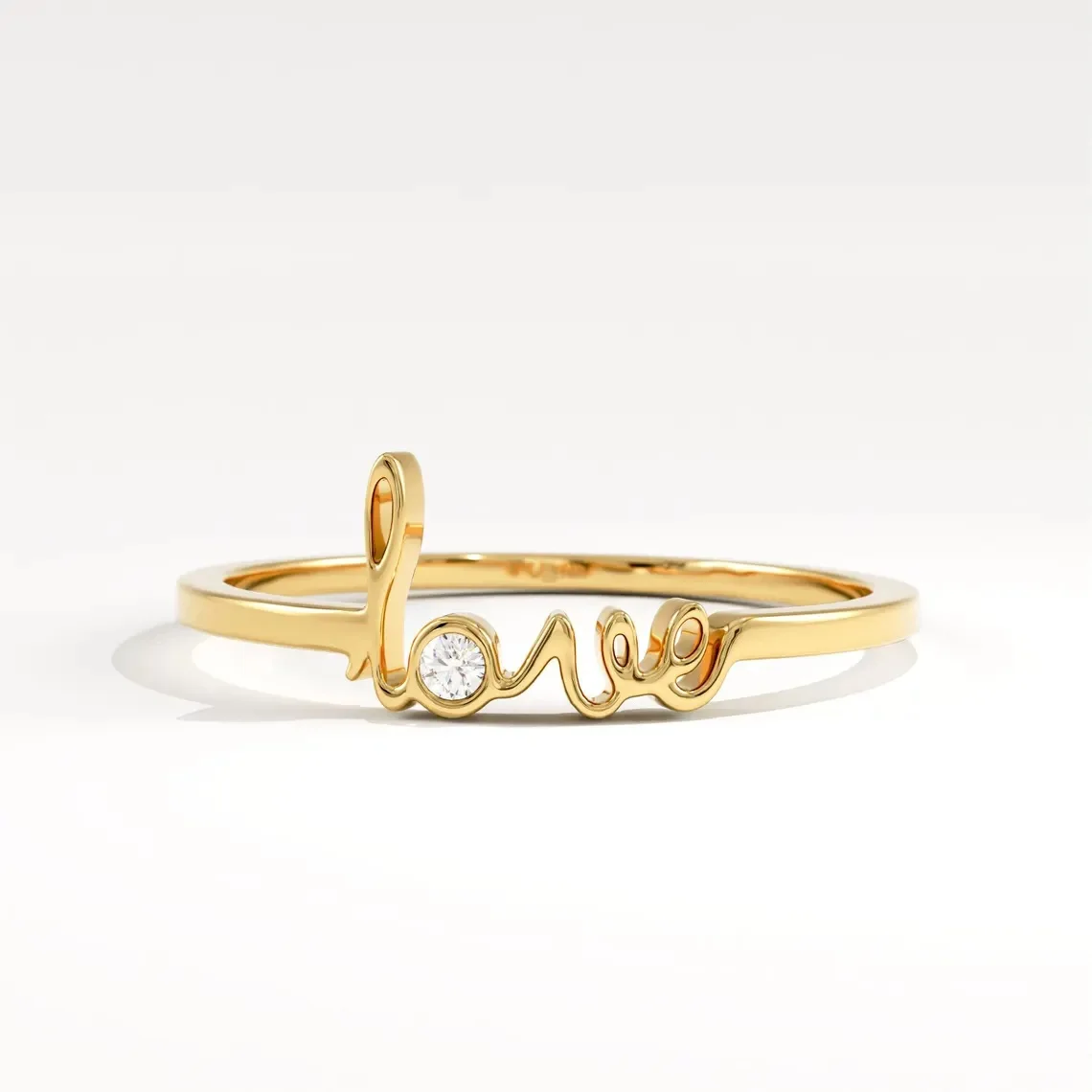 

Romantic 925 Sterling Silver Diamond Love Ring for Women 18K Yellow Gold Initial Engraved Finger Band Chic Layered Fine Jewelry