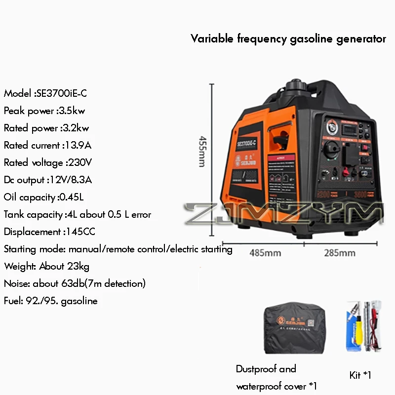 3500W Small Remote Start Generator 220V Portable Quiet Frequency Conversion Generator For Home And Outdoor Camping Charging