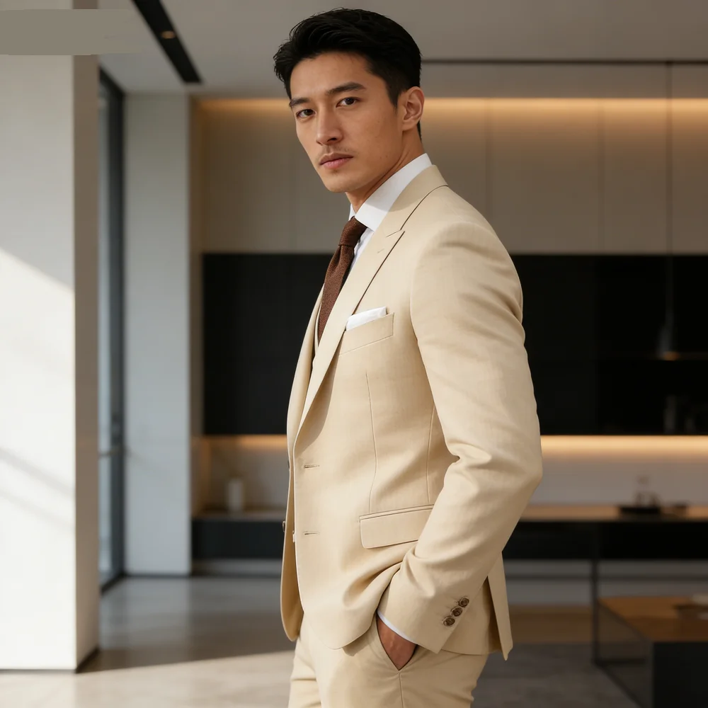 

Elegant 3-Piece Men's Business Suit Unique Breasted Notched Lapel Wedding Smoking Daily Party Masculine Ternos Roupa Mas