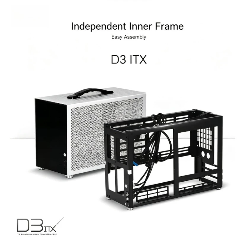 D3 Aluminum Alloy Mini ITX PC Case Direct Plug Design Supports ATX Power Supply 280 Water Cooling Compact Chassis