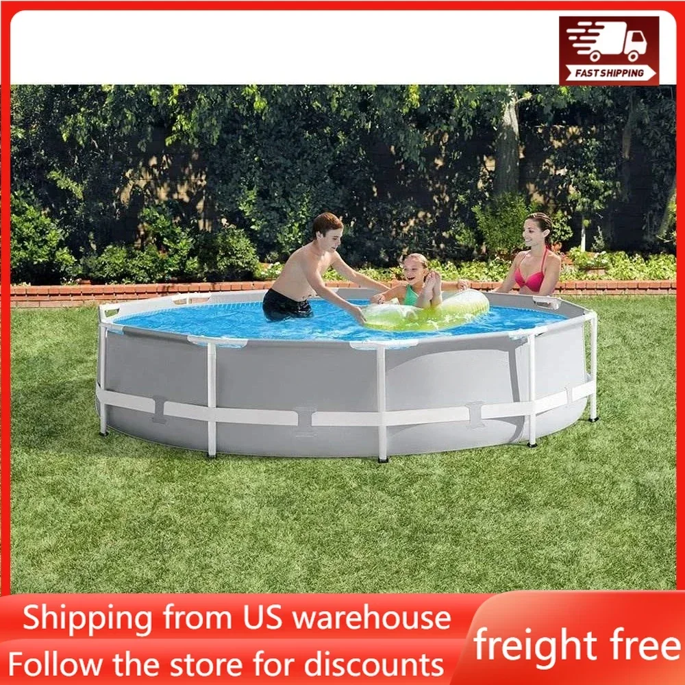 Prism Frame Above Ground Swimming Pool Set with 3 Ply Polyvinyl Chloride Material and Krystal Clear Filtration for Outdoor Use