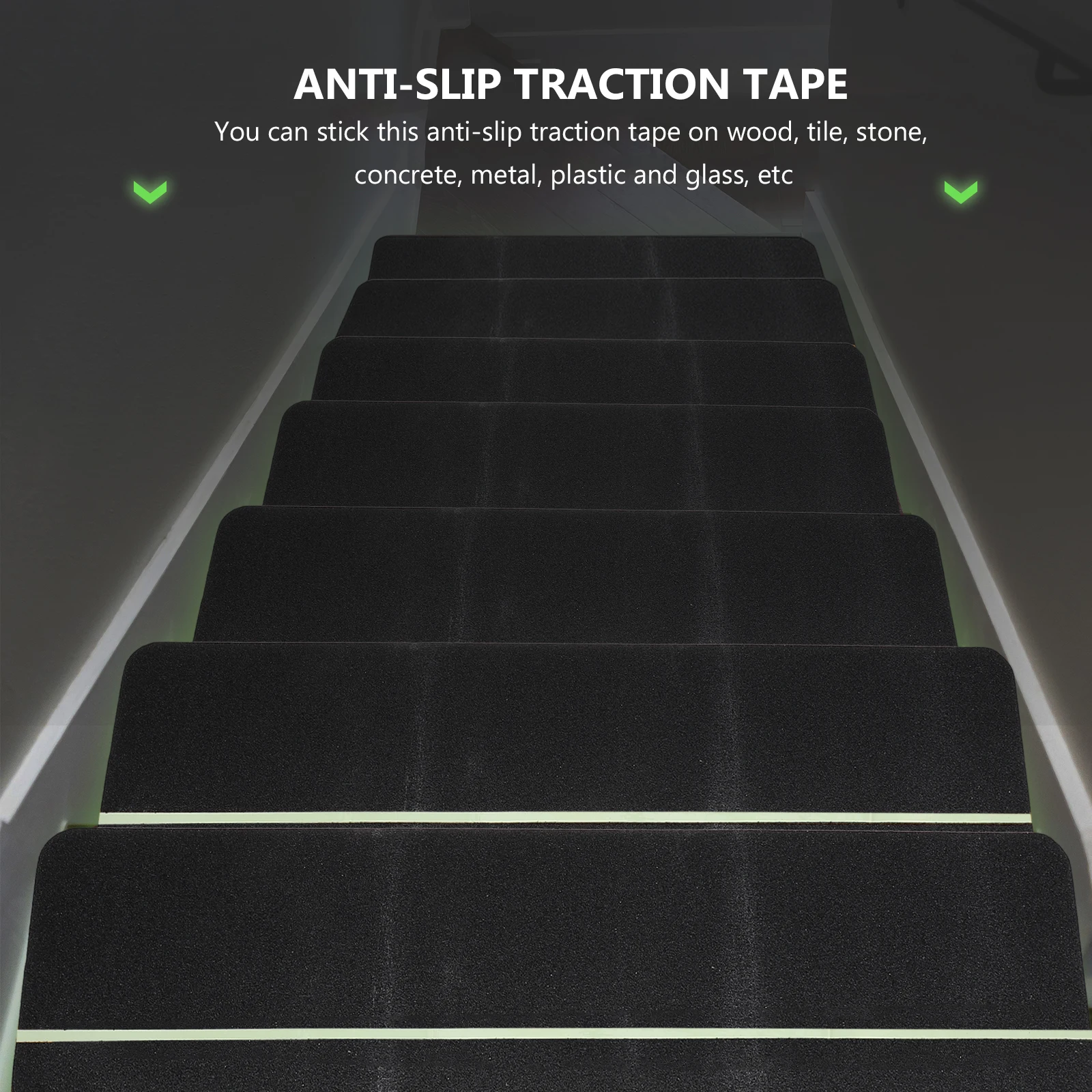 Non Slip Tape Black Glow Stair Tread Pads Adhesive Shower Strips Self Stick Mats Anti Skid Traction Back Durability Waterproof