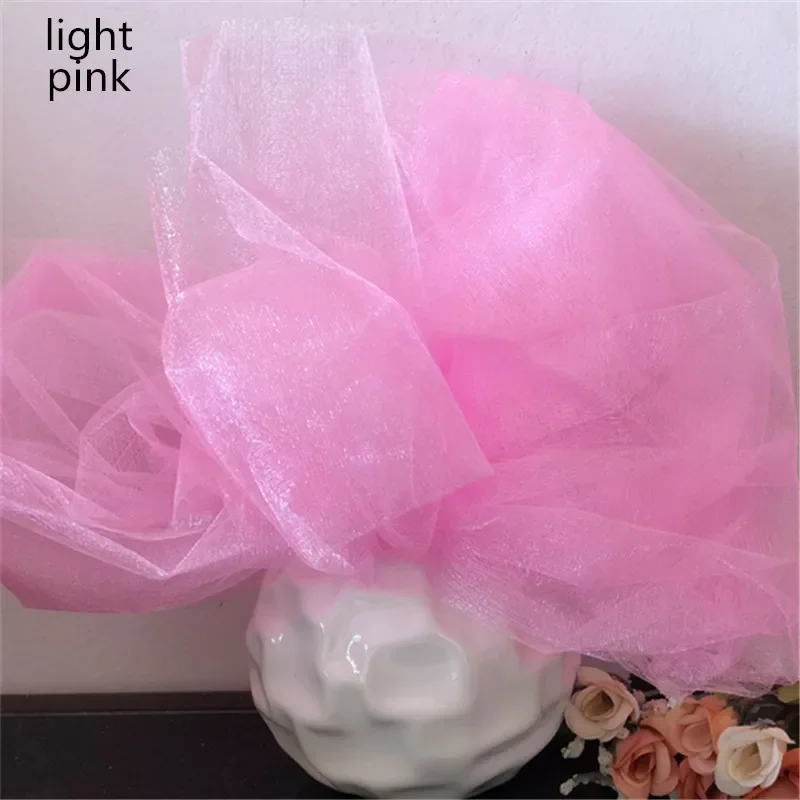 48cmx5m/10M Crystal Yarn Tulle Roll Wedding Backdrop Organza Fabric Decoration Supply