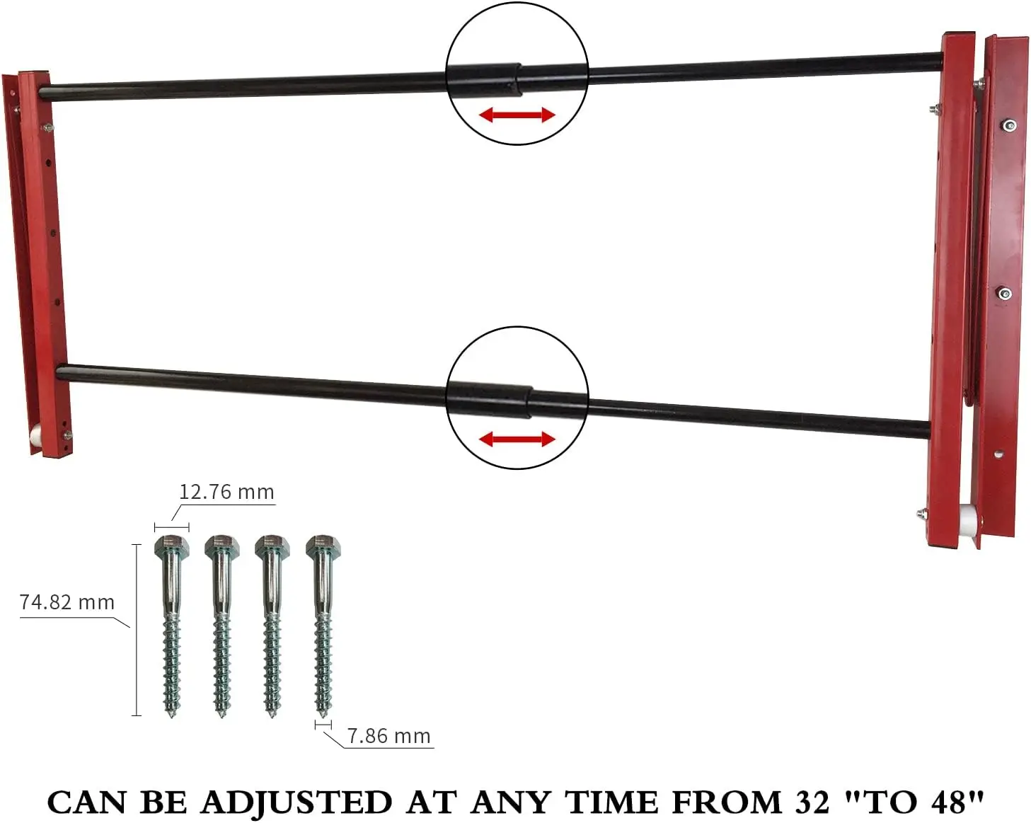 حامل عجلة الإطارات القابل للطي على الحائط لإطارات السيارات الاحتياطية، أحمر (32 بوصة - 48 بوصة) × 22 بوصة، حل تخزين المرآب #4