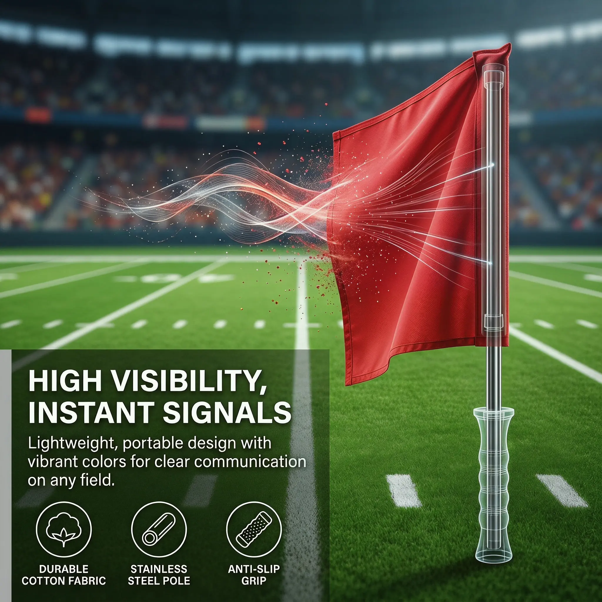 3Pcs Warning Signal Flags Traffic Safety Handheld Flags for Racing Football Sports Events Cheer Flag