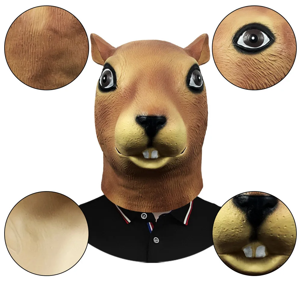 Latex-Eichhörnchenmaske, Ganzkopf-Tiermaske, Kostüm-Cosplay-Requisiten – Detail 4