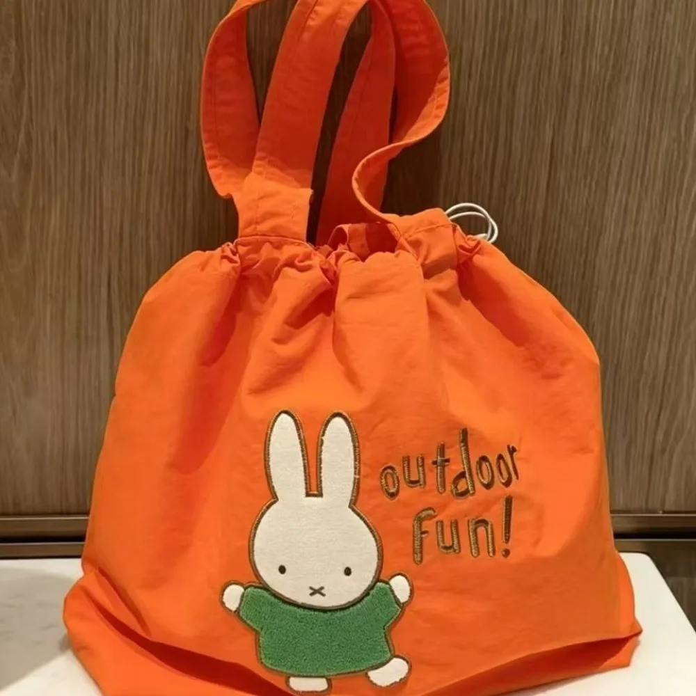 Miffy Cartoon Handheld Shoulder Bag Drawstring Eco Bag Ultra Light Foldable Shopping Pouch Portable Household Outdoor Storage view 5