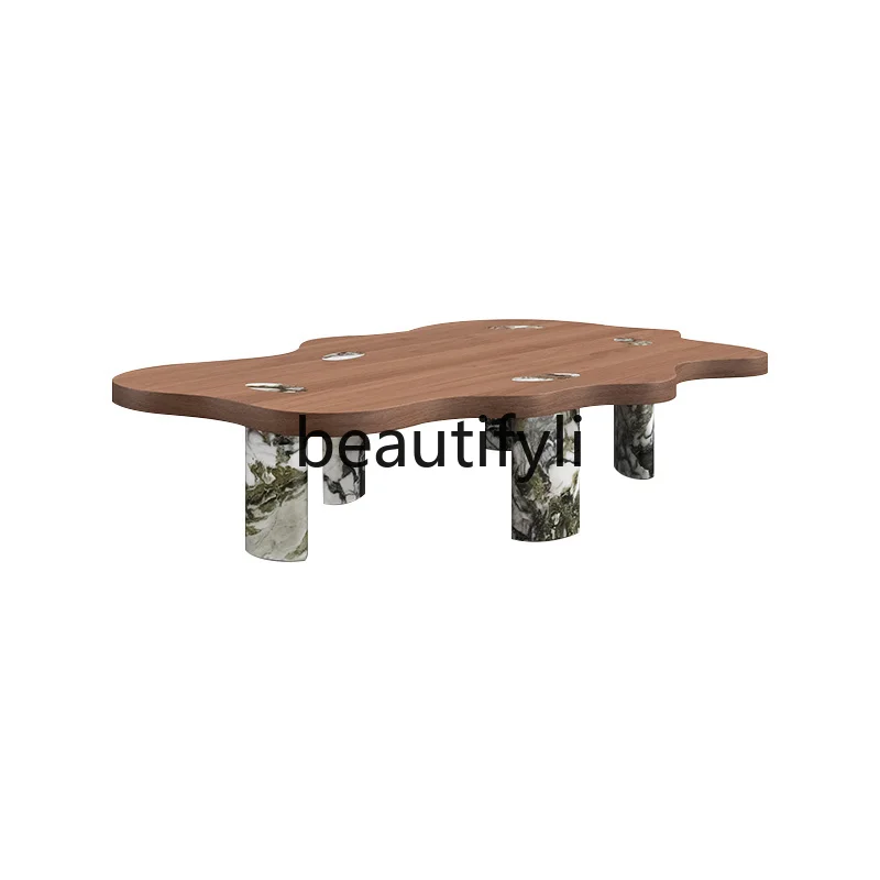 

Medieval solid wood living room cloud coffee table personalized special-shaped tea table