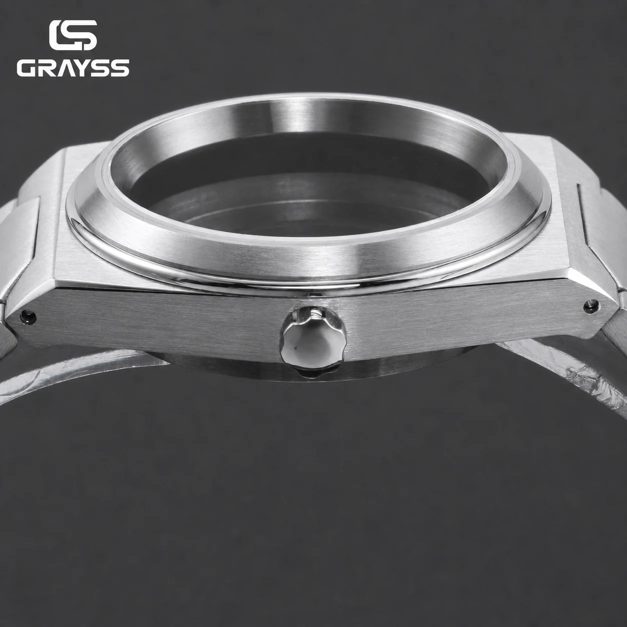 Grayss Neues integriertes gebürstetes Edelstahl-Uhrengehäuse mit Armband, 37 mm, für SKX NH35 NH36, Saphir, 20 atm, wasserdicht, Mod-Teile – Detail 2