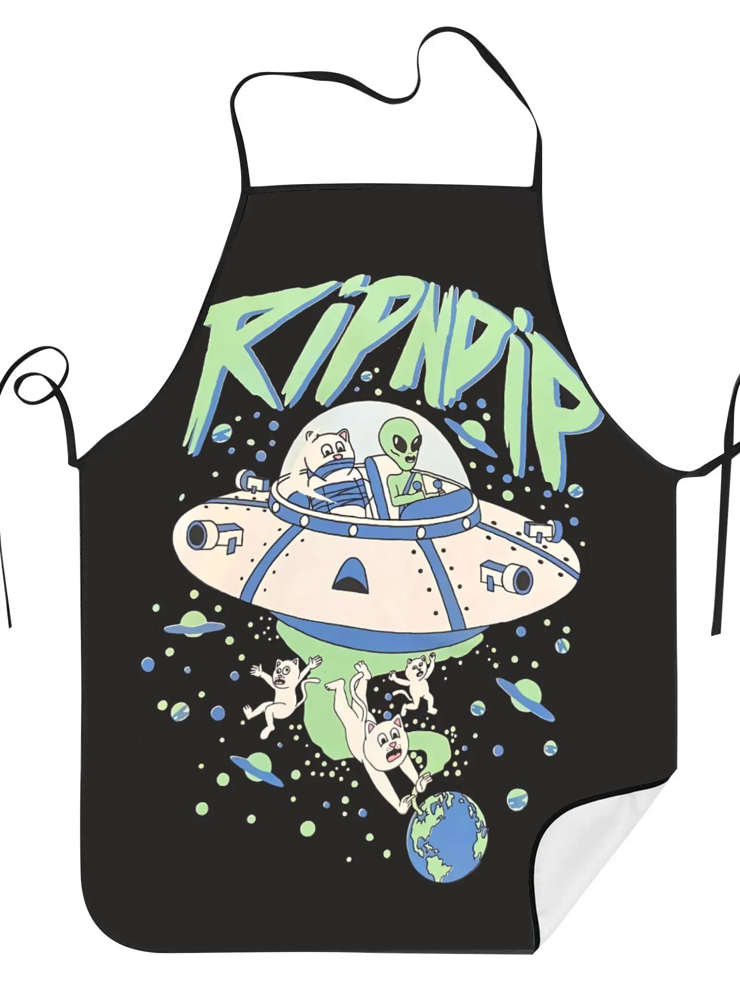 Retro UFO Apron, Alien Abduction Graphic Cooking Bib, Vintage Sci-Fi Kitchen Decor, Funny Gift for Space Lover