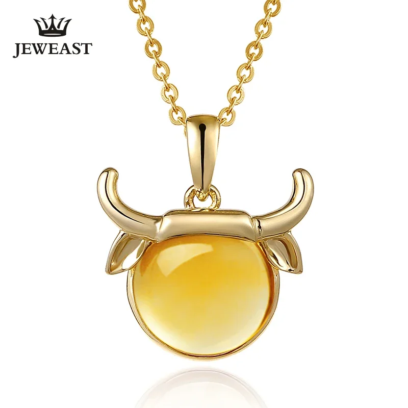 

Taurus Natural topaz 9K Pure Gold Pendant Real AU 750 Solid Gold Upscale Trendy Classic Fine Jewelry Hot Sell New 2025