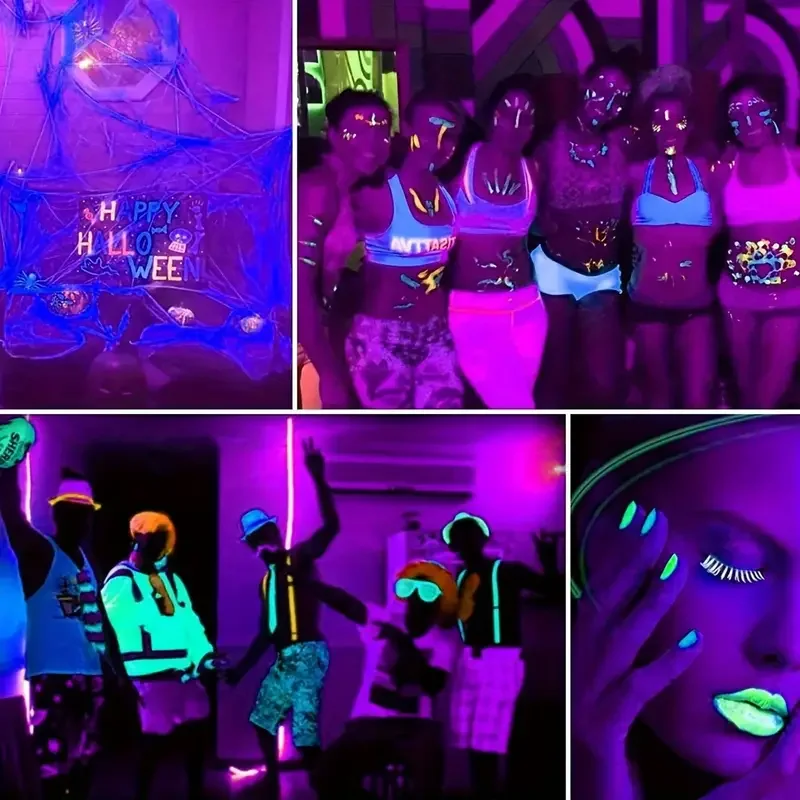 50LED مصابيح إضاءة سوداء للأشعة فوق البنفسجية، تعمل بمنفذ USB، يمكن التحكم فيها بمفتاح، علبة بلاستيكية + سطح معدني، للحانات والحفلات النيونية، هال #2