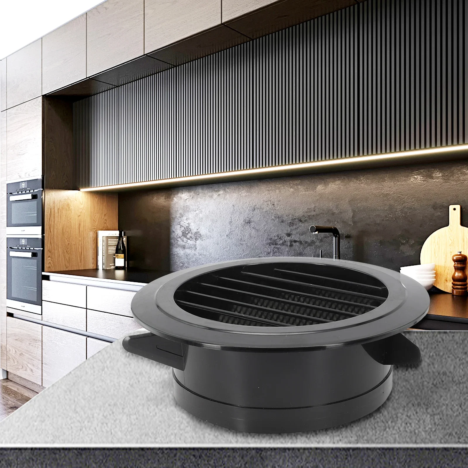 Efficient Airflow Black ABS Round Ventilation Hose Diffuser Grille Cover Wall Ceiling Mounting Anti Corrosion & Easy Cleaning