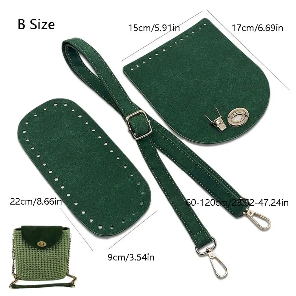 3Pcs/Set Solid Color Leather Shoulder Bag Strap Botom PU Replacement DIY Bag Accessories Hardware Accessories ہاتھ سے تیار