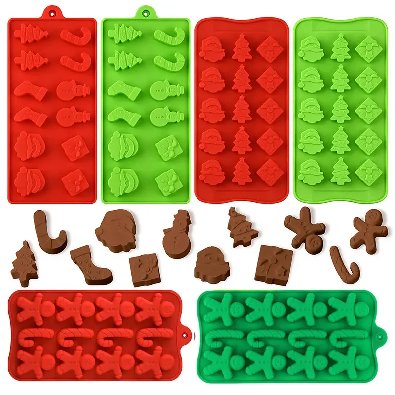 

6pcs Christmas Silicone Molds Xmas Chocolate Mold for Baking Sweet Treats,Cake Xmas Handmade Soap with Shape of Christmas Tree