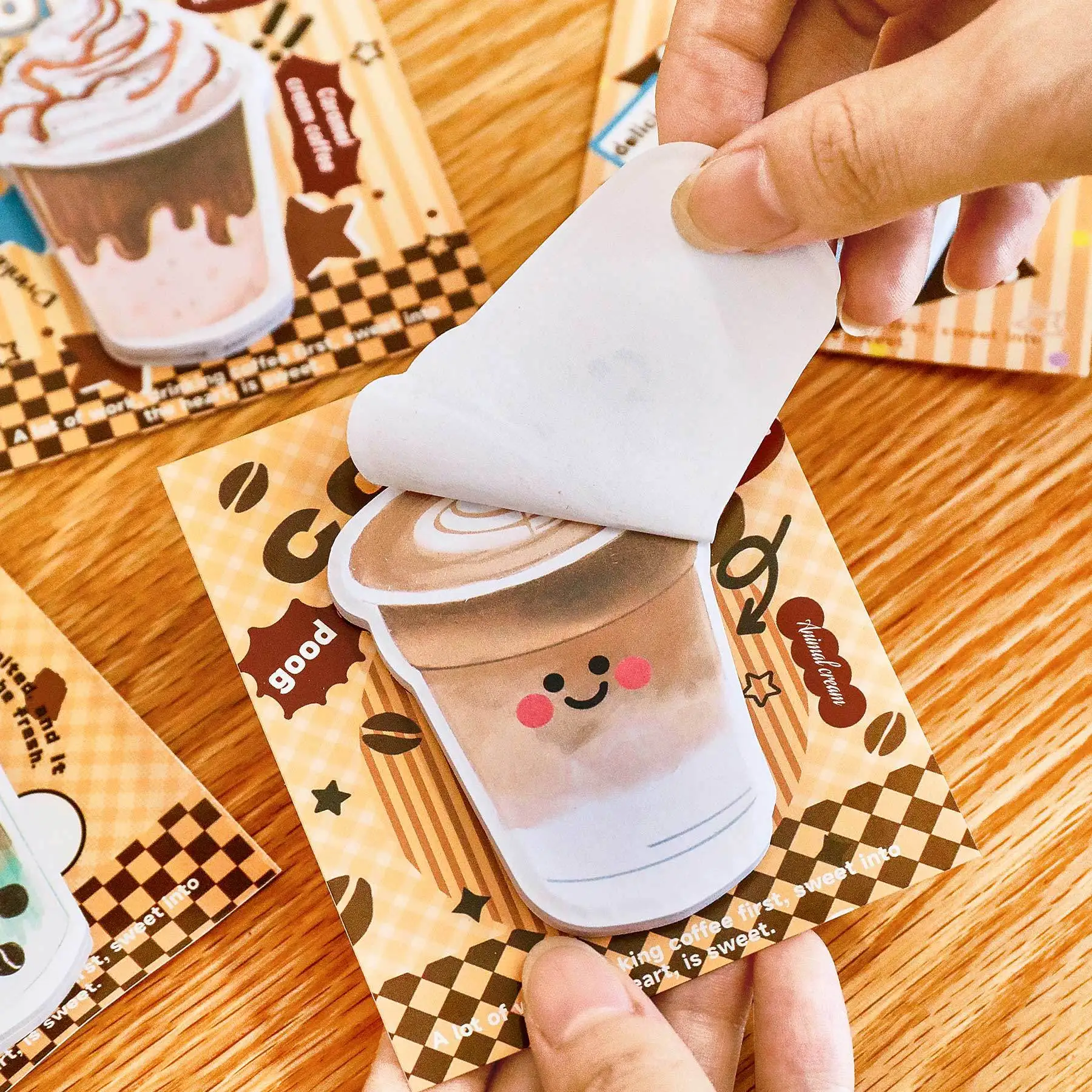 120/240 Sheets Coffee Tea Sticky Notes, Cute Fresh Memo Pads for Students, Stickiness Learning Stationery Office Supplies.