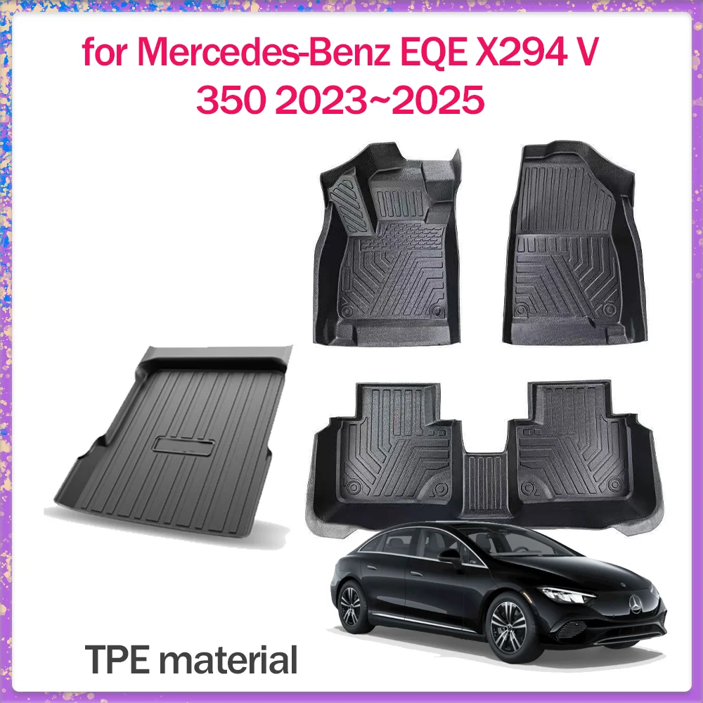

Car Floor Mat for Mercedes-Benz EQE V295 300 350 2023~2025 TPE Foot Interior Liner Waterproof Trunk Pad Carpet Custom Accessorie
