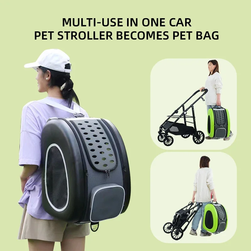 Pet Stroller One Hand Fold Up Pet Stroller For Dogs And Cats New Design Can Turned Into A Cat Bag