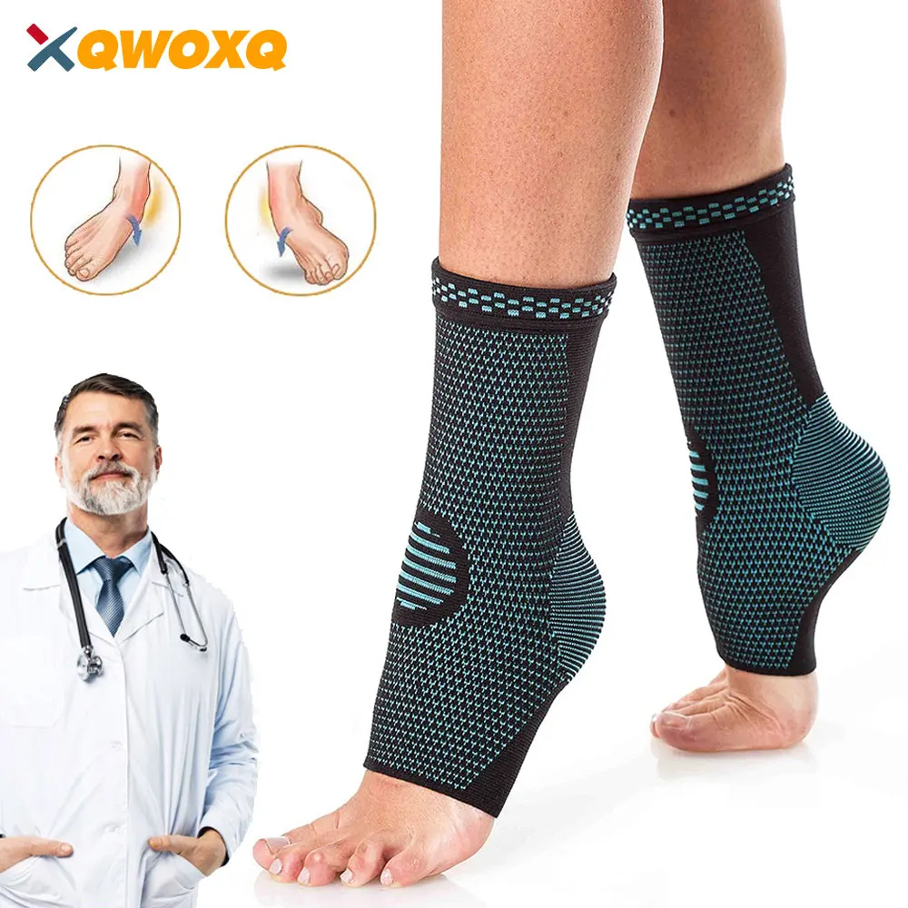 Professional Ankle Brace Compression Sleeves Support Stabilizer Wrap Heel for Achilles Tendonitis Plantar Fasciitis Joint Pain