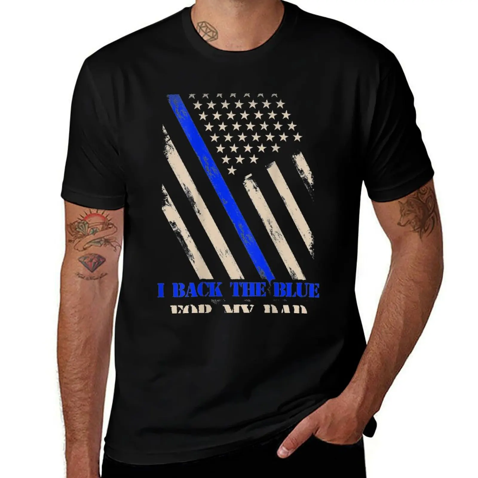 Back The Blue For My Dad Proud Police Officer'S Son Daughter T-Shirt T-shirts man men t shirts high quality