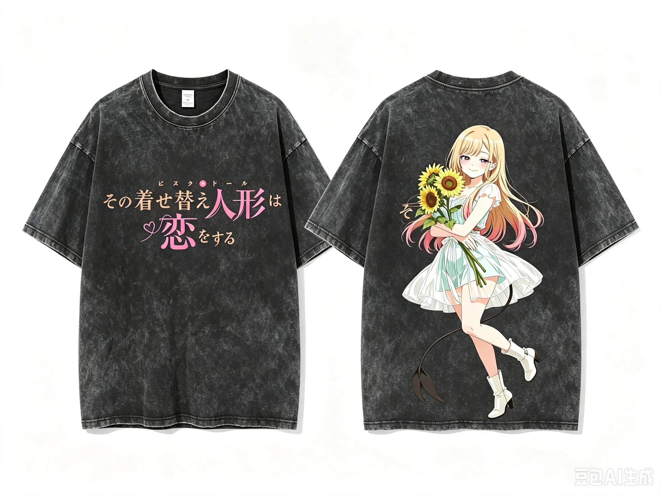 Kitagawa Marin My Dress-Up Darling Front And Back Printed Crew Neck Short Sleeve Comfortable Women And Men T Shirt
