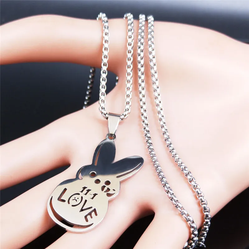 Pop Lil Peep Rabbit Sad for Love Couple Pendant Necklace for Women Men Stainless Steel Music R.I.P Chain Jewelry Collar Fans